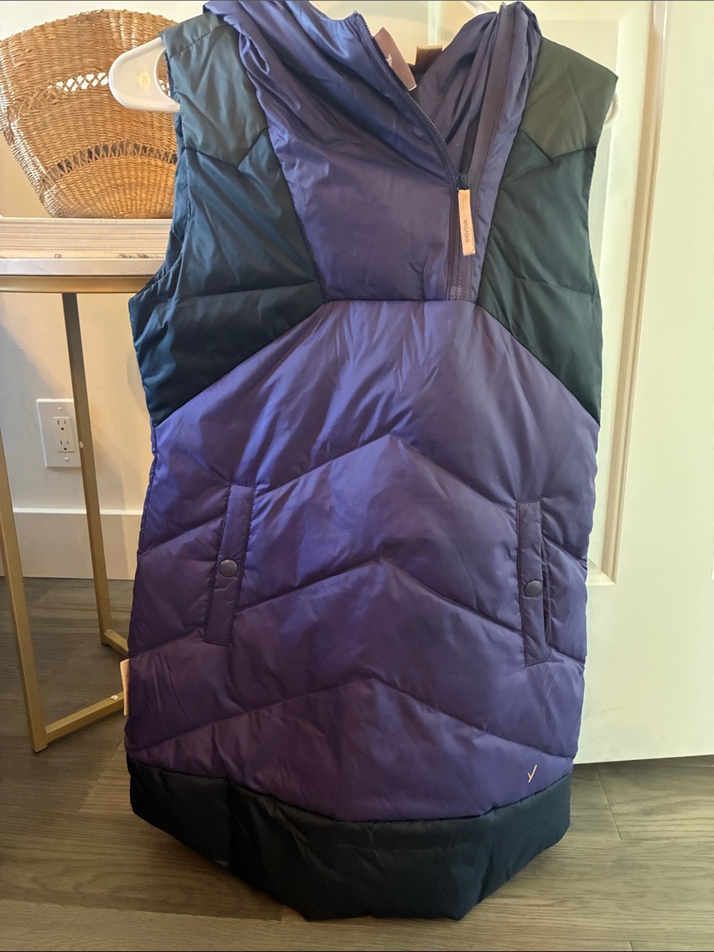 Sleeveless Quilted Vest in Purple and Black — Cozy Layering Piece